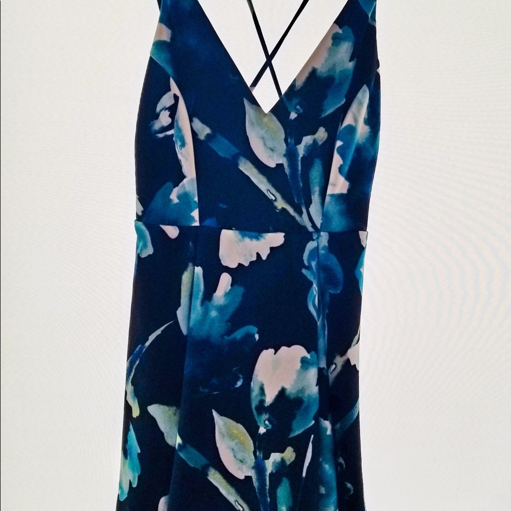 Black and blue flower print dress